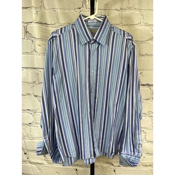 Ted Baker Other - EUC Ted Baker Men’s French Cuff  Button Down Dress Shirt  Blue Stripe
